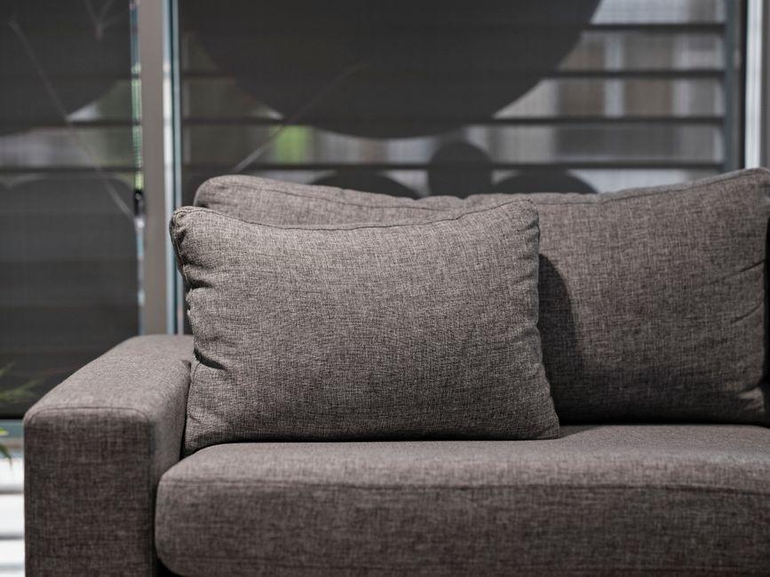 Two-seat sofa, grey wool